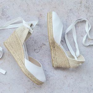 Mumico White Wedge Pump Espadrilles Women’s Size 8.5 US 39 EU